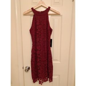Lulu’s Magenta Lace Mini Dress Size M